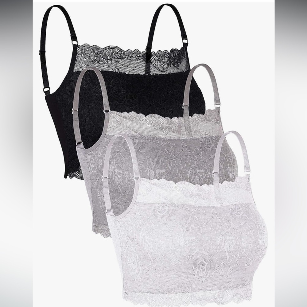 Elegant Lace Bralette Set - Black, Gray, White